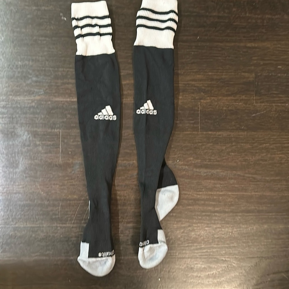 Adidas climate soccer socks size small black white and grey